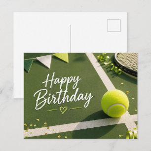 Tennisboll med Grattis på födelsedagen på tennisba Vykort