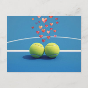 Tennisboll med KÄRLEK på blå plan Helg Vykort