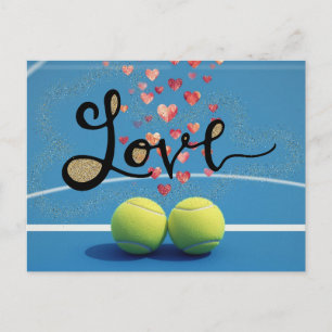Tennisboll med KÄRLEK på blå plan Helg Vykort