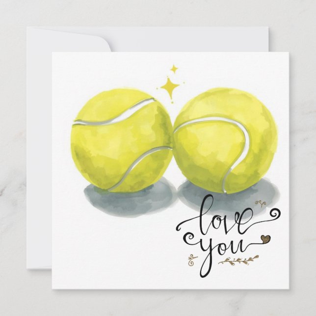 Tennisboll med KÄRLEK på blå plan Julkort (Framsida)