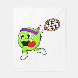 Tennisboll med tennisracket fleecefilt