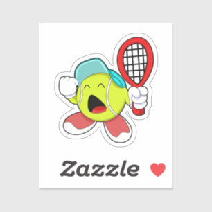 Tennisboll med tennisracket klistermärken