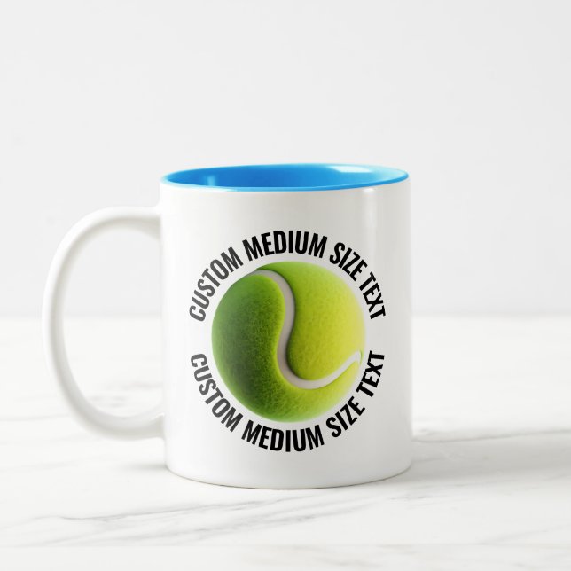 Tennisboll & Medium Text LJUSBLÅ 325ml Custom Två-Tonad Mugg (Vänster)