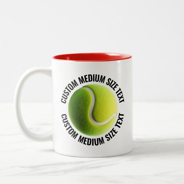 Tennisboll & Medium Text RÖD 11oz Custom Två-Tonad Mugg (Vänster)