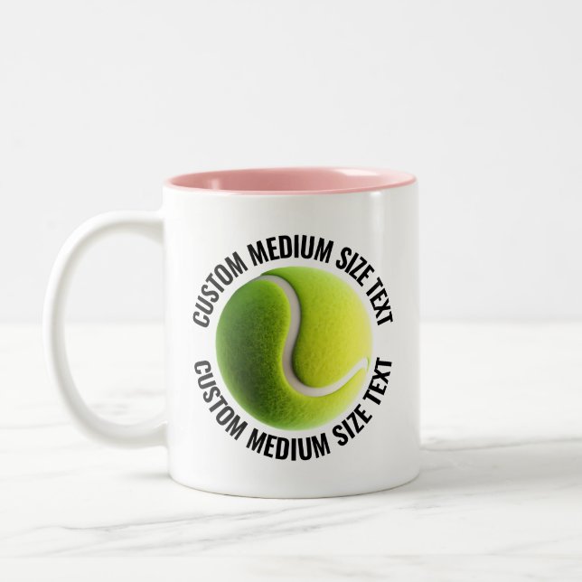 Tennisboll & Medium Text ROSA 325ml Custom Två-Tonad Mugg (Vänster)