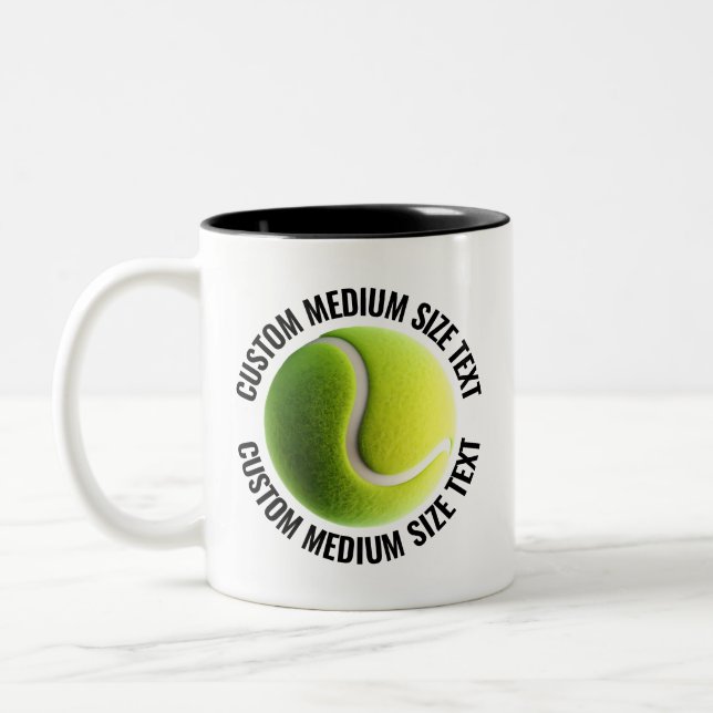 Tennisboll & Medium Text SVART 11oz Custom Två-Tonad Mugg (Vänster)