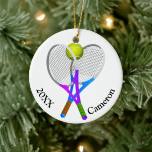 Tennisboll och Rackets jul Julgransprydnad Keramik