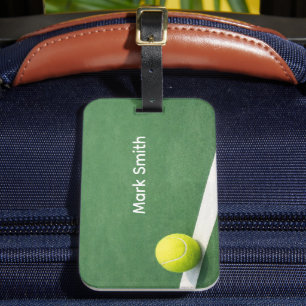 Tennisboll på grön plan med ditt namn bagagebricka