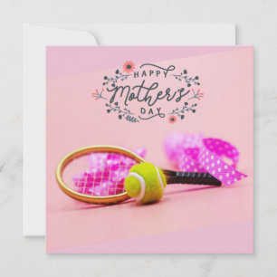 Tennisboll på rosa för Tennis-Mamma Mors dag Kort