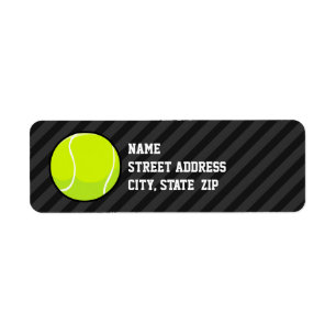 Tennisboll på svarten & mörk - gråttrandar returadress etikett