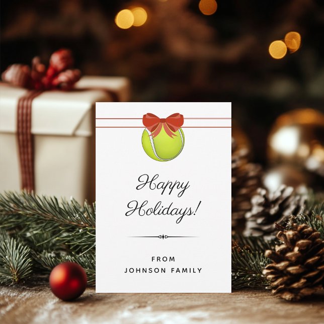 Tennisboll Röd rosett Semestergrycka Kort (Skapare uppladdad)