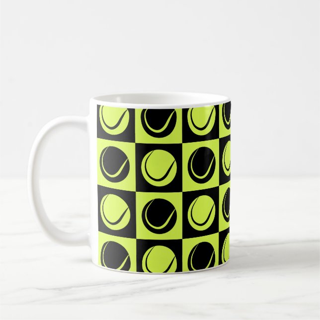 Tennisboll Rutigt Sömlöst Mönster Kaffemugg (Vänster)