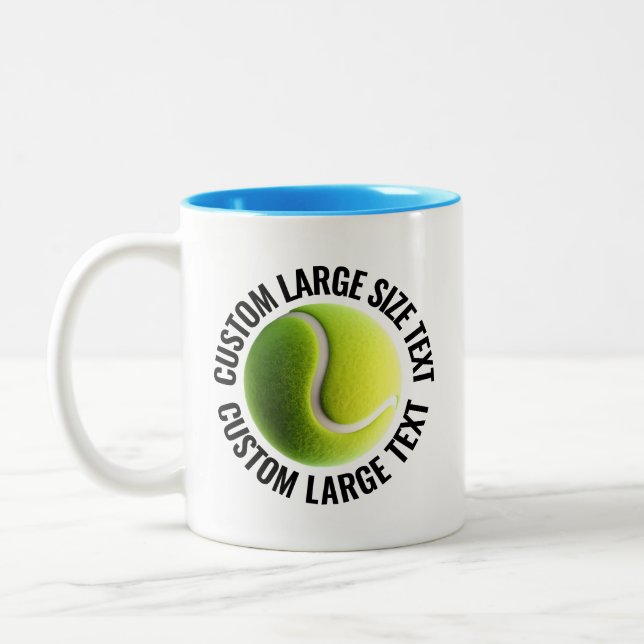 Tennisboll & Stor text LJUSBLÅ 325ml Custom Två-Tonad Mugg (Vänster)