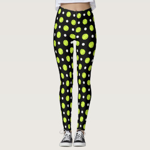 Tennisbollpolkaen pricker mönster leggings