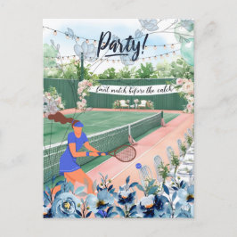 Tennisbröllop tema brud på planen vykort