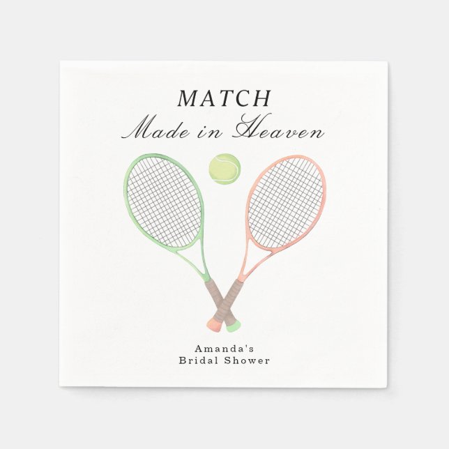 Tennisbröllopsfest: Match Made in Heaven Pappersservett (Framsidan)