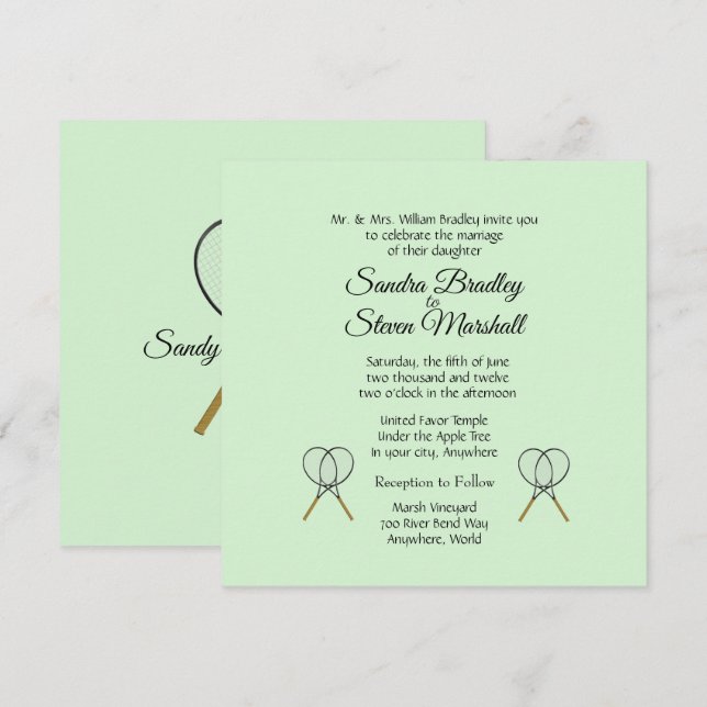 Tennisbröllopsinbjudningar Inbjudningar (Fram/baksida)
