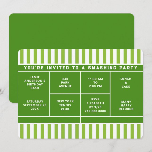 Tennisfestinbjudan Inbjudningar (Fram/baksida)