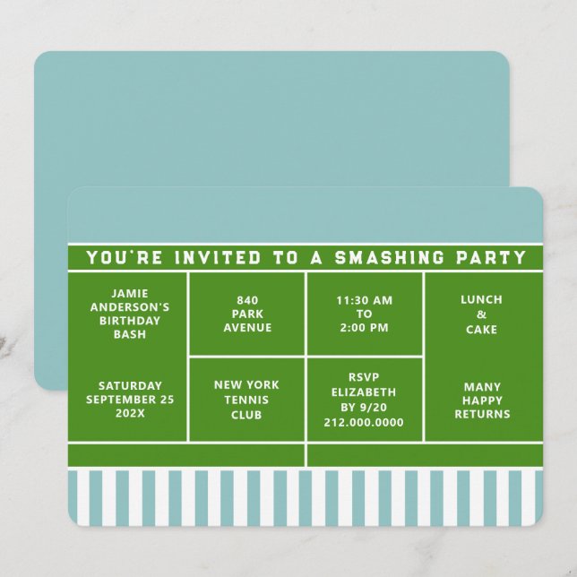 Tennisfestinladning Inbjudningar (Fram/baksida)