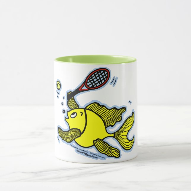 Tennisfisk, fisk som leker Tea/kaffe för tennis Mugg (Center)