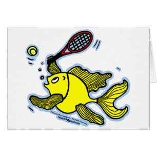 Tennisfisk, fisk som leker tennis hälsningskort