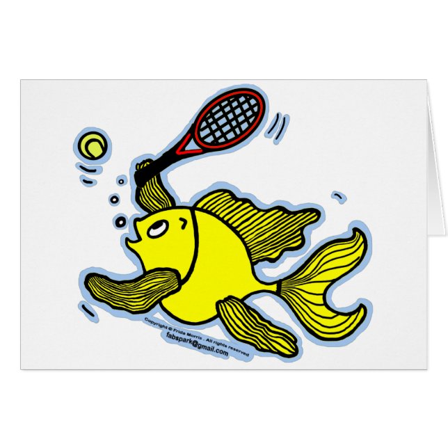 Tennisfisk, fisk som leker tennis hälsningskort (Framsidan Horizontal)