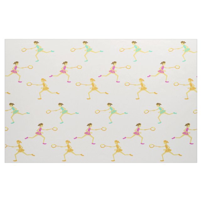 Tennisflickor med racquet och boll tyg (Fat Quarter)