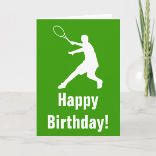 Tennisfödelsedagkort med silhouetten av spelare kort