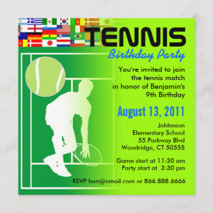 Tennisfödelsedagsfest inbjudan