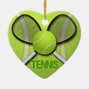 TENNISHJÄRTA ORAMENT JULGRANSPRYDNAD KERAMIK