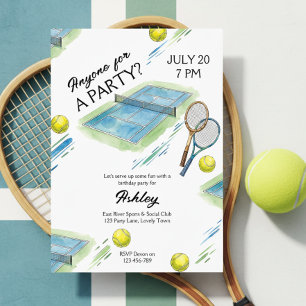 Tennisidrottens födelsedagsfest inbjudningar