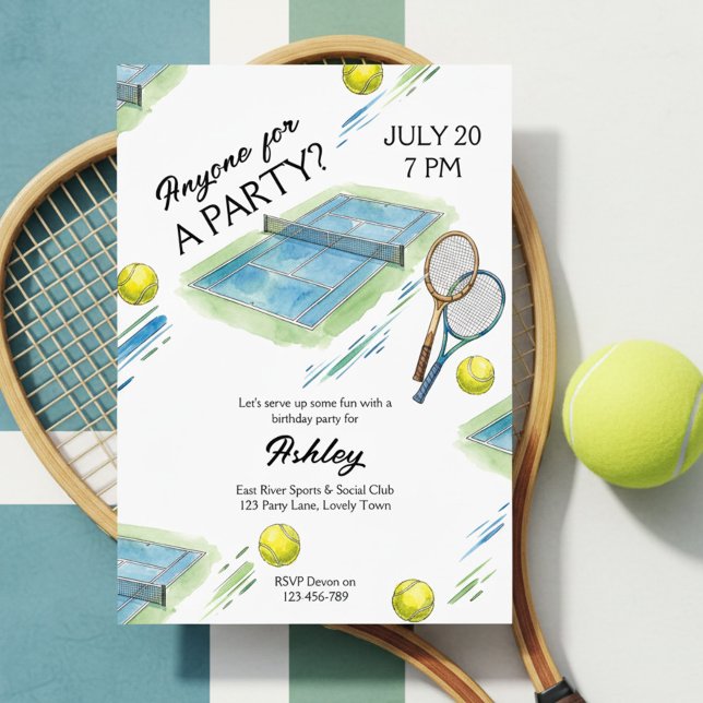 Tennisidrottens födelsedagsfest inbjudningar (Tennis themed party invitation by Darling & May)