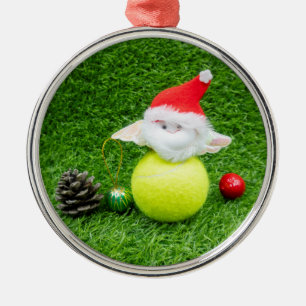 Tennisjul med Jultomten och tennis boll Julgransprydnad Metall