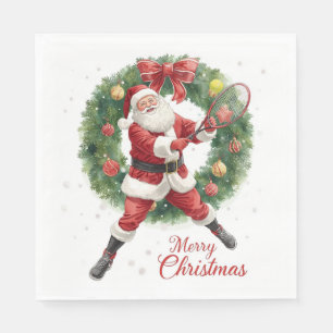 Tennisjul med tomte på banan pappersservett