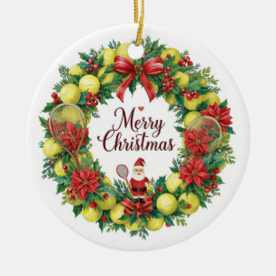 Tenniskrans till jul med Tomte Julgransprydnad Keramik