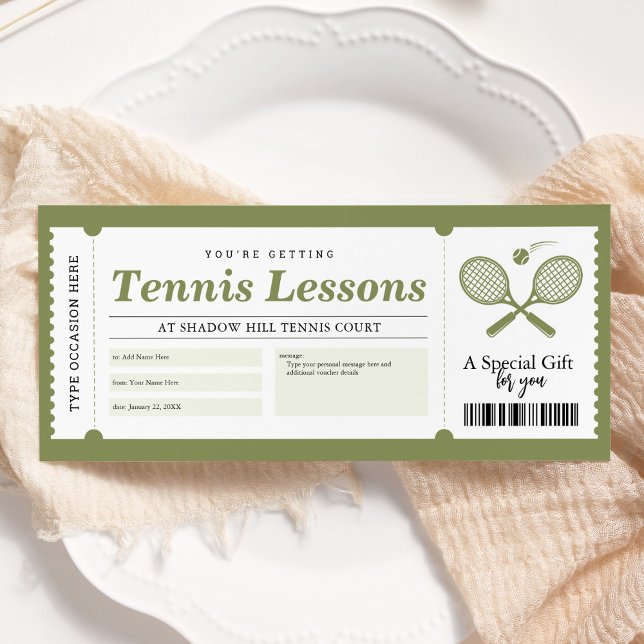 Tennislektion Presentkort Certifikat Inbjudningar (Skapare uppladdad)