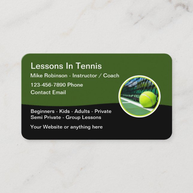 Tennislektioner Coach Visitkort (Framsida)