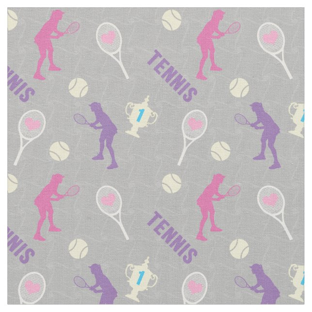 Tennismotiv på grått-bakgrund tyg (Närbild)