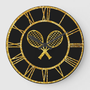 Tennisracket i guld stor klocka