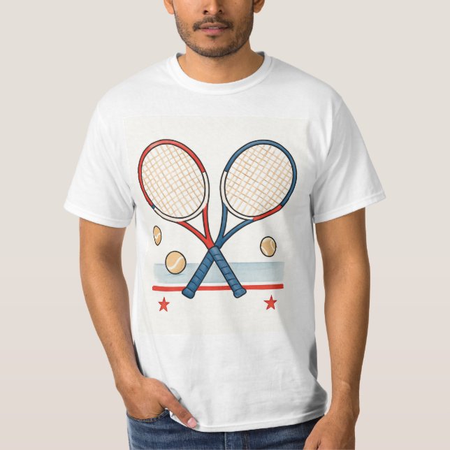 Tennisracket med amerikanskt tema t shirt (Framsida)