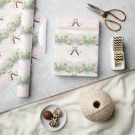 Tennisracket med blommor presentpapper