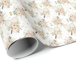 Tennisracket med blommor presentpapper