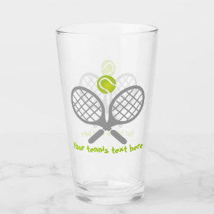 Tennisracket och boll grått och grönt glaskopp