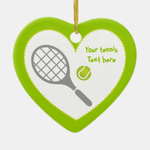 Tennisracket- och bollanpassningsbar julgransprydnad keramik
