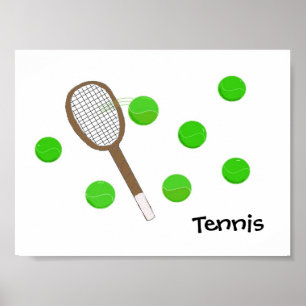 Tennisracket och tennisbollar poster