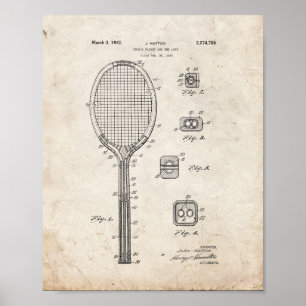Tennisracket och The- Likepatent - gammal Look Poster