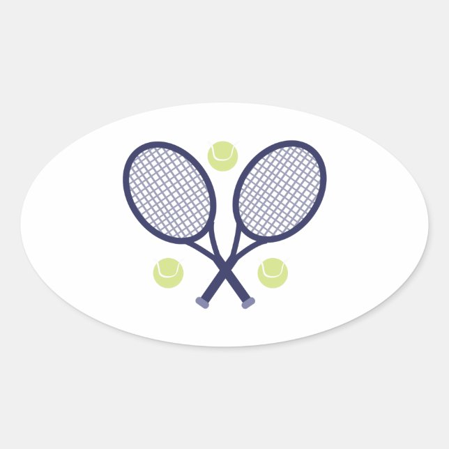 Tennisracket Ovalt Klistermärke (Framsida)