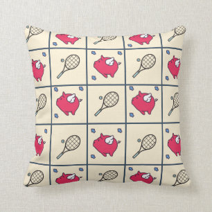 Tennisracketar Baby Rosa som flyger Grisar med Vin Kudde