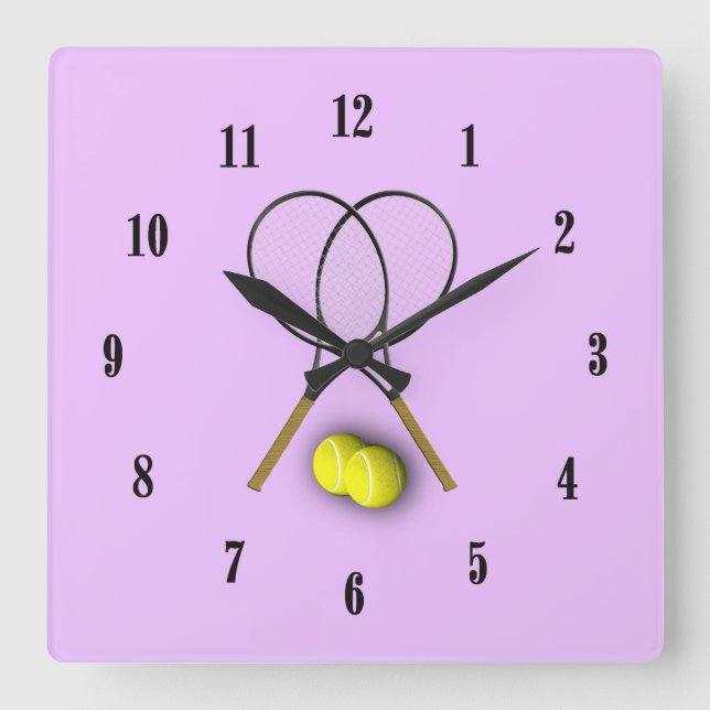 Tennisracketar Flickor Urklipp Fyrkantig Klocka (Framsida)