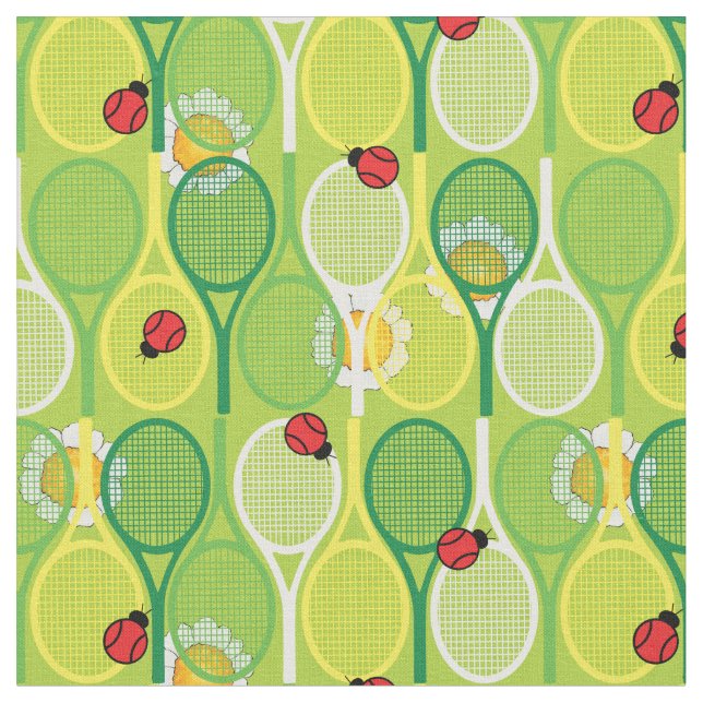 💚 🐞 🎾 tennisracketar på grönt, anpassningsbar s tyg (Närbild)